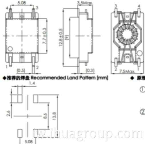 משרן סליל מצב נפוץ של EMI EMI common mode coil inductor